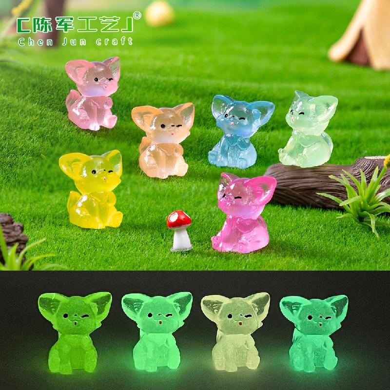 Phụ Kiện Tiểu Cảnh Tiểu cảnh cáo tai lớn phát sáng DIY, phụ kiện tiểu cảnh mini garden resin treo bàn cute (ZC-1423)
