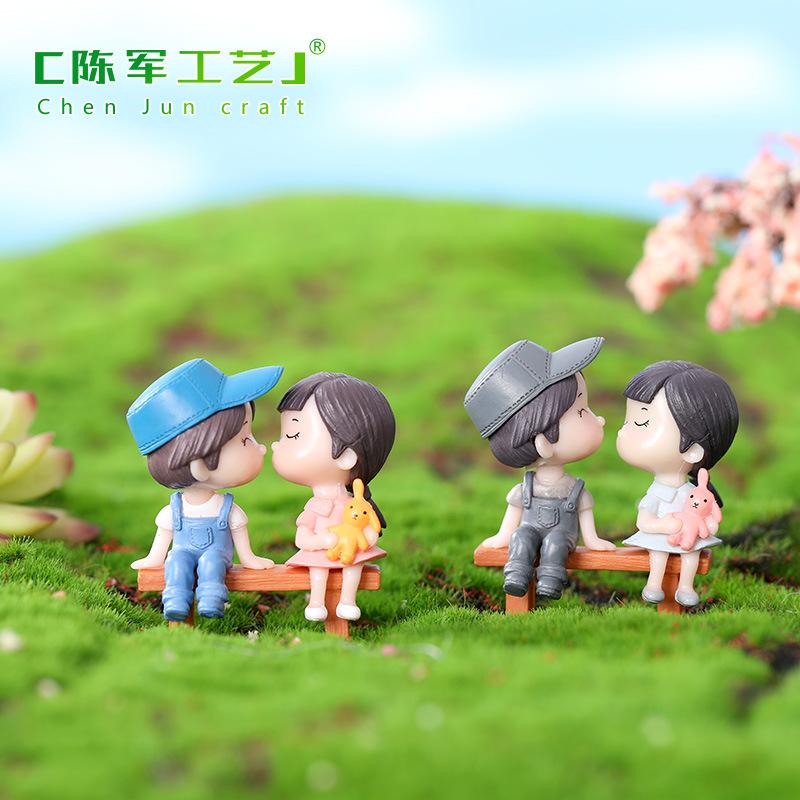 Phụ Kiện Tiểu Cảnh Tiểu cảnh ghế đôi tình nhân DIY trang trí chậu cây rêu (ZC-717)