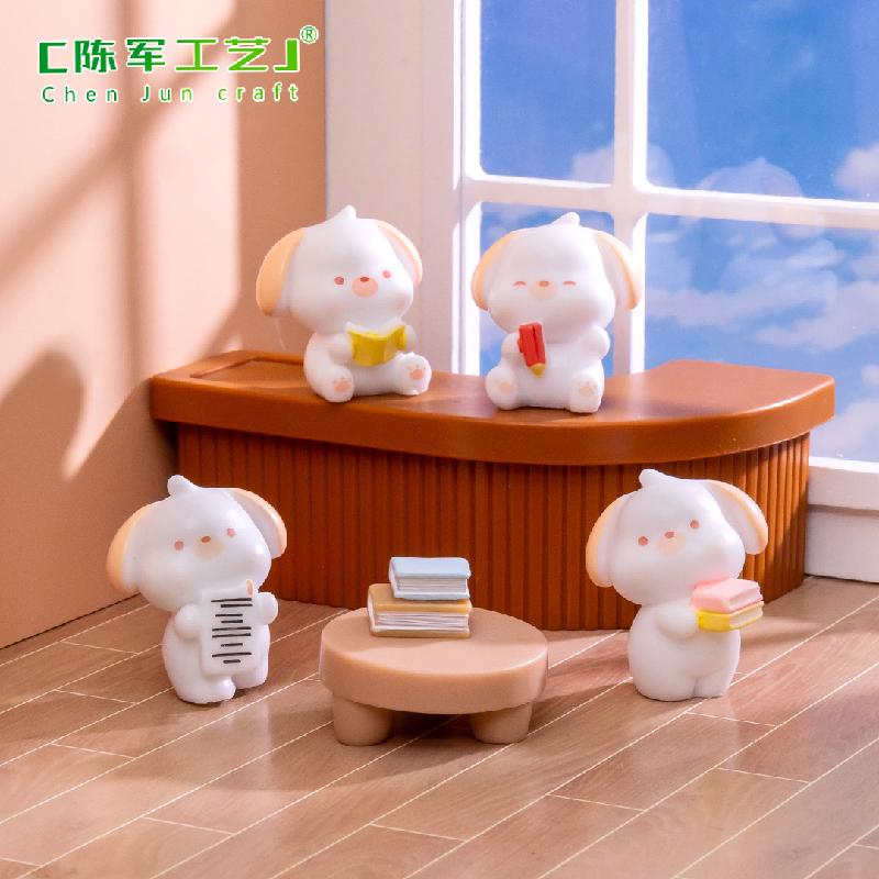 Phụ Kiện Tiểu Cảnh Tiểu cảnh chó đọc sách, phụ kiện trang trí xe hơi mini (ZC-500)