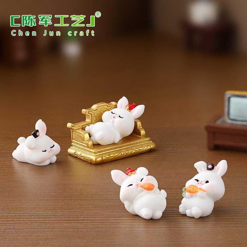 Phụ Kiện Tiểu Cảnh Tiểu cảnh thỏ ngồi ghế và đàn cổ trang trí chậu cây (ZC-922)