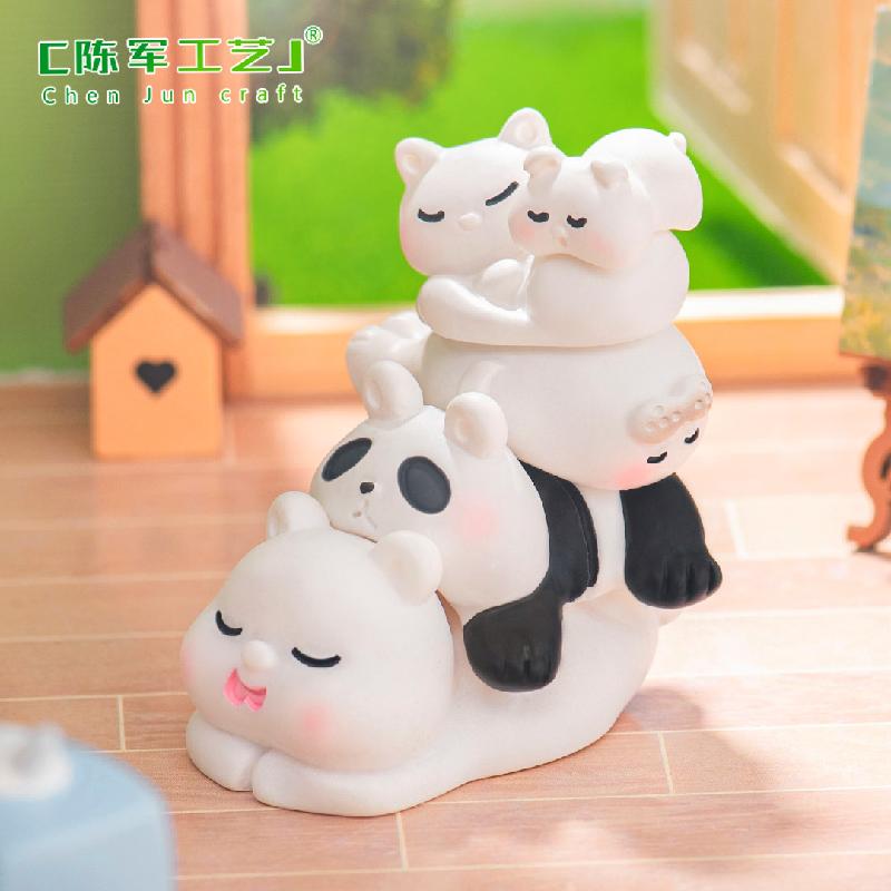 Phụ Kiện Tiểu Cảnh Tiểu cảnh panda & hải cẩu xếp chồng DIY, phụ kiện tiểu cảnh mini resin garden bàn đáng yêu cute (ZC-1443)