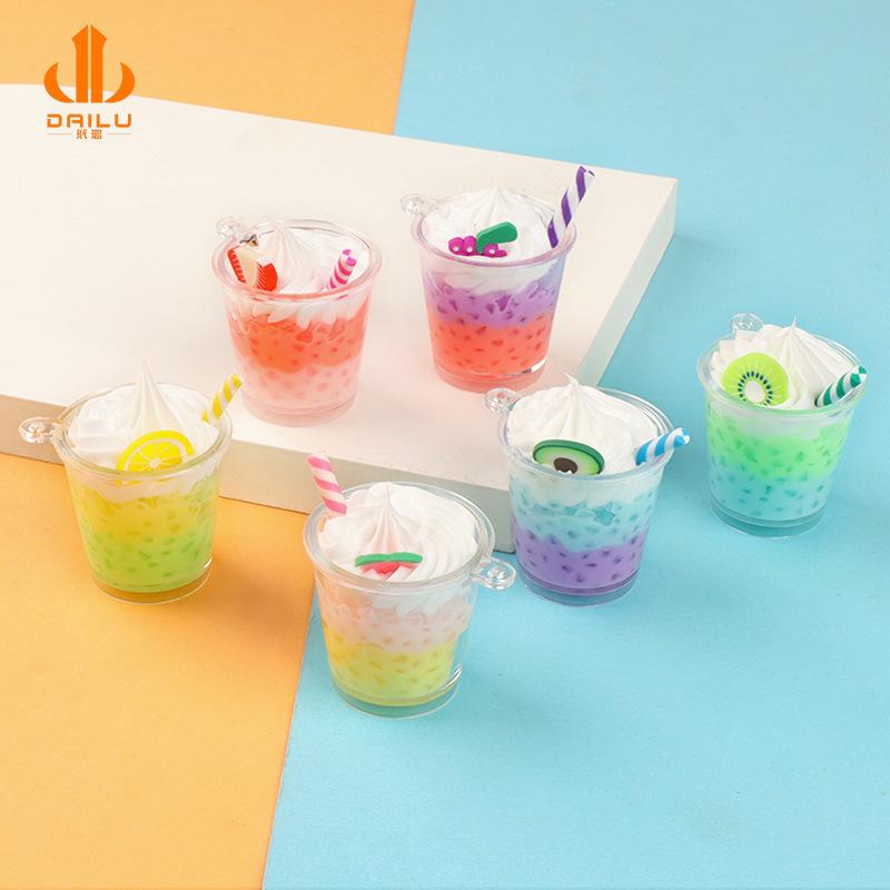 Charm LaBuBu 仿真夜光双色水果杯 diy饰品配件钥匙扣挂件摆件滴胶树脂diy材料
