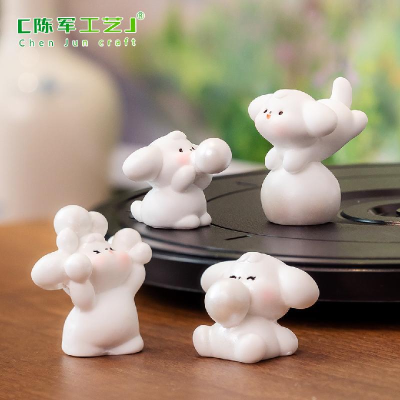 Phụ Kiện Tiểu Cảnh Tiểu cảnh chó trắng thổi bong bóng trang trí nhà búp bê (ZC-872)