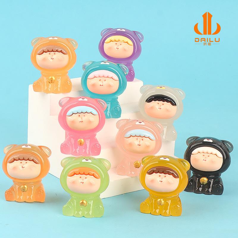 Charm LaBuBu 夜光立体小熊铃铛狗 树脂diy饰品配件桌面微景观摆件钥匙扣挂件