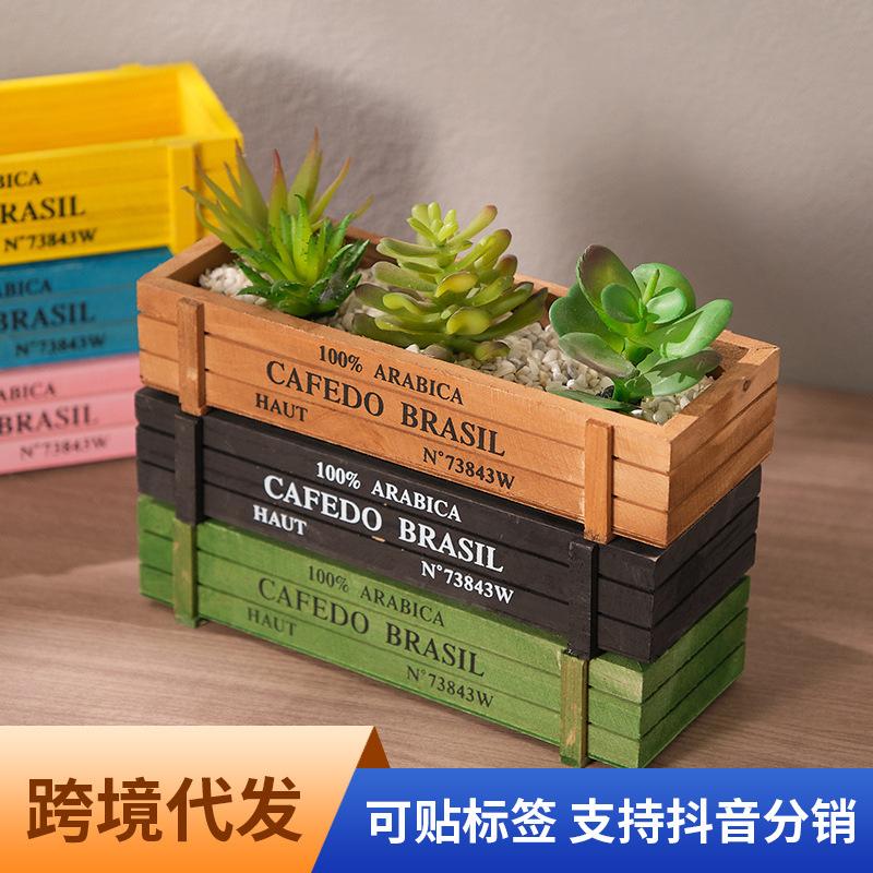 Phụ Kiện Tiểu Cảnh Chậu cây vintage gỗ cafedo cho tiểu cảnh đa dụng (BS-1)