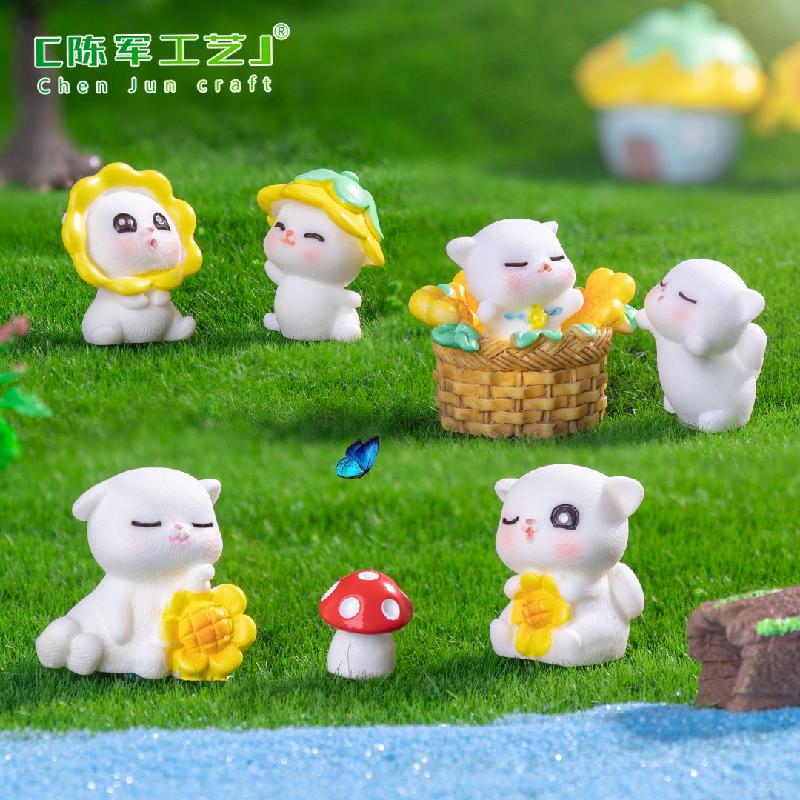 Phụ Kiện Tiểu Cảnh Tiểu cảnh hướng dương và mèo DIY, phụ kiện tiểu cảnh mini bàn thu nhỏ đáng yêu (ZC-1043)