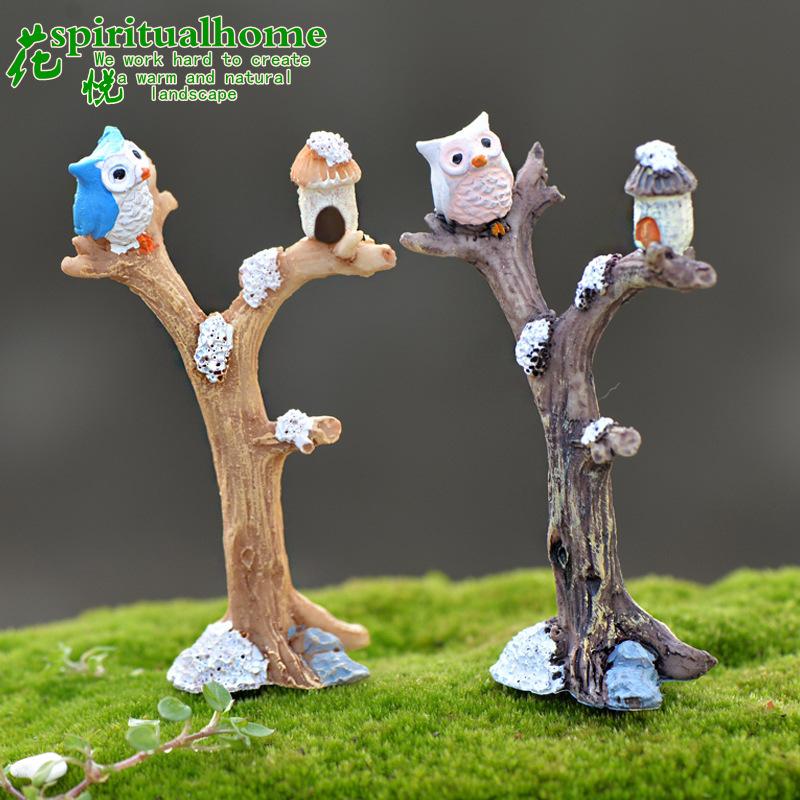 Phụ Kiện Tiểu Cảnh Tiểu cảnh cành cây và cú, trang trí cây cảnh DIY mini (ZC-264)