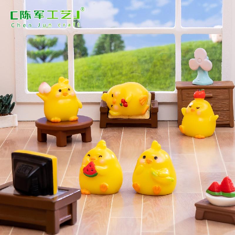 Phụ Kiện Tiểu Cảnh Tiểu cảnh gà con trái cây, phụ kiện trang trí bàn làm việc (ZC-482)