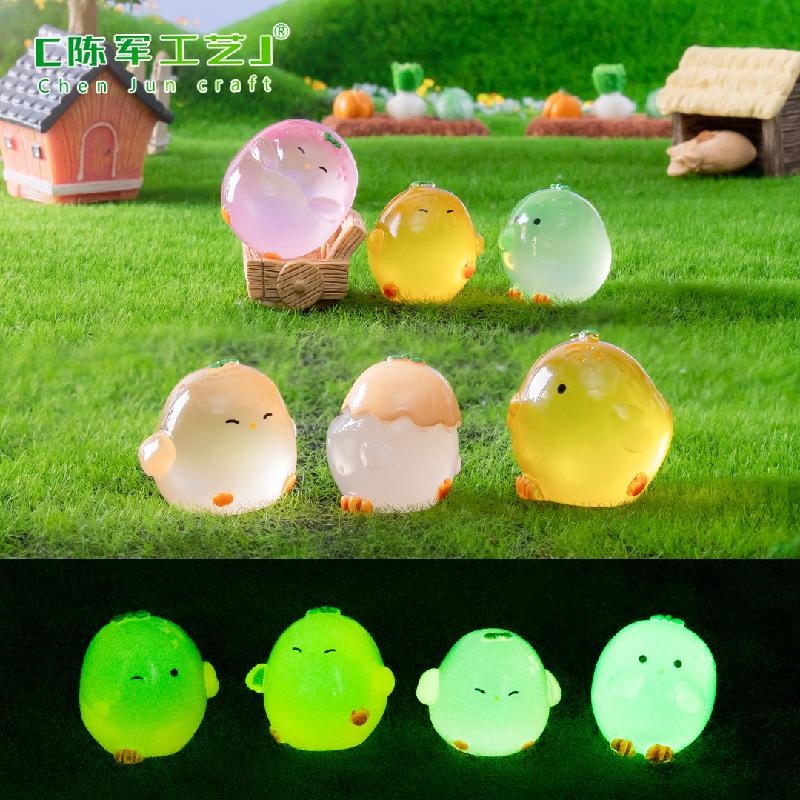 Phụ Kiện Tiểu Cảnh Tiểu cảnh gà cam phát sáng mini trang trí bàn DIY (ZC-970)