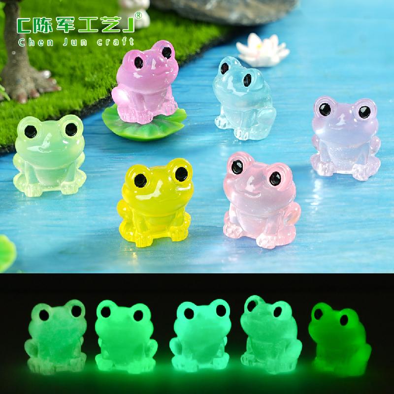 Phụ Kiện Tiểu Cảnh Tiểu cảnh ếch xanh phát sáng DIY, phụ kiện tiểu cảnh mini resin garden treo bàn eco bottle cute (ZC-1485)