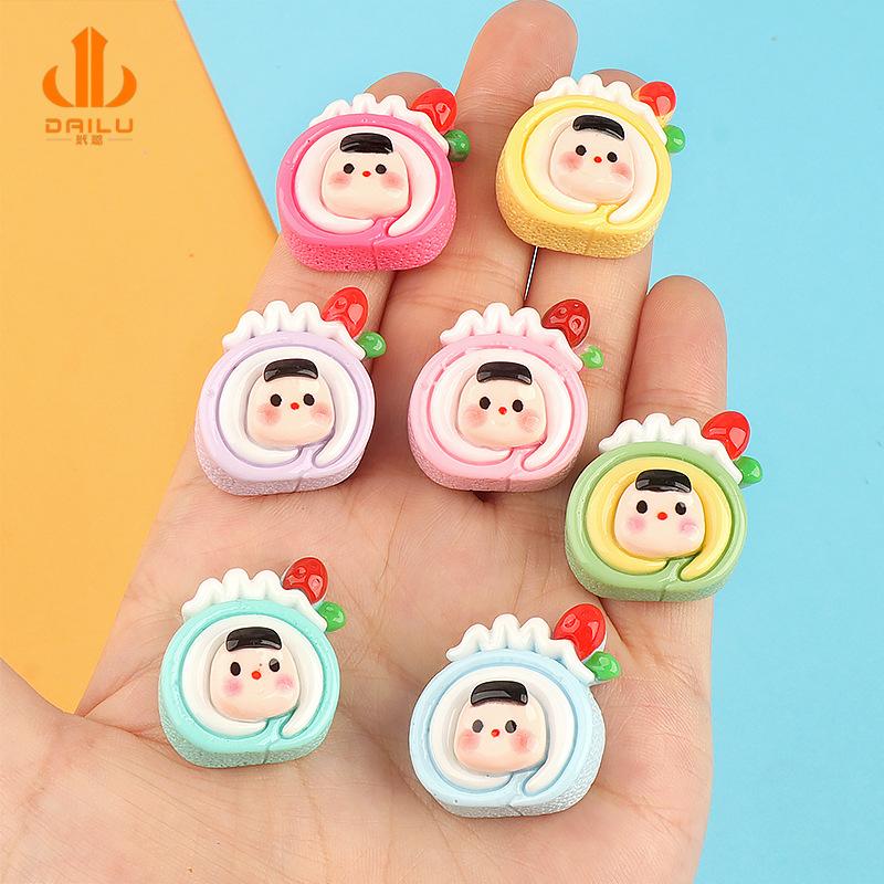 Charm LaBuBu 亮面立体巧克力蓝莓草莓食完蛋糕卷diy发夹手机壳摆台树脂配件
