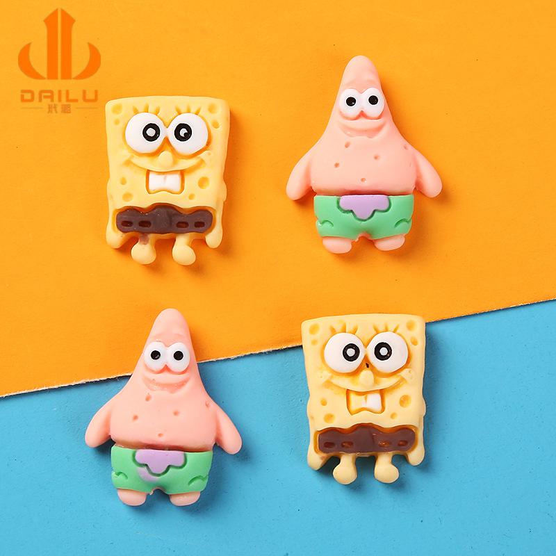 Charm LaBuBu 热款卡通海绵宝宝派大星diy树脂饰品配件 头饰发饰手机壳美容材料