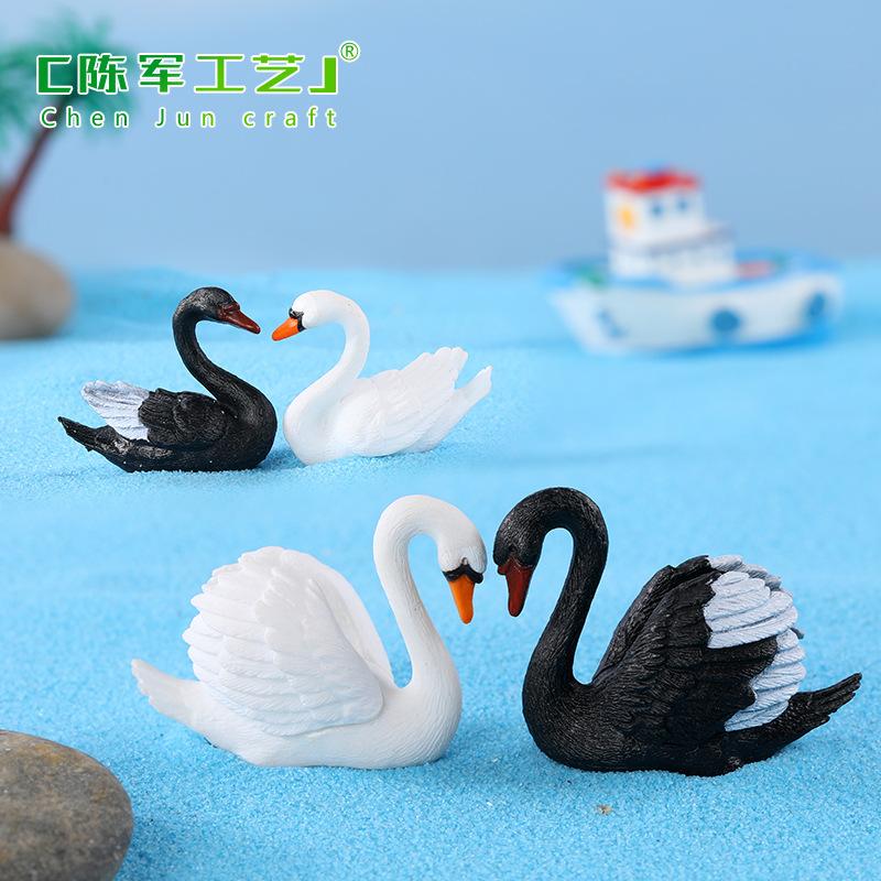 Phụ Kiện Tiểu Cảnh Tiểu cảnh thiên nga đen trắng, trang trí chậu cây mini (ZC-213)