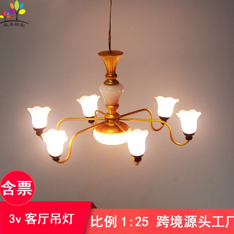 Phụ Kiện Mô Hình Đèn Chùm Phòng Khách Mini 6 Bóng 3V (MH-94)