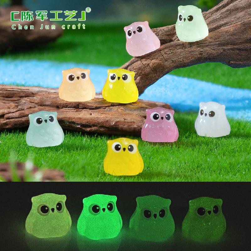 Phụ Kiện Tiểu Cảnh Tiểu cảnh cú mèo phát sáng DIY, phụ kiện tiểu cảnh mini treo bàn resin garden cute (ZC-1395)