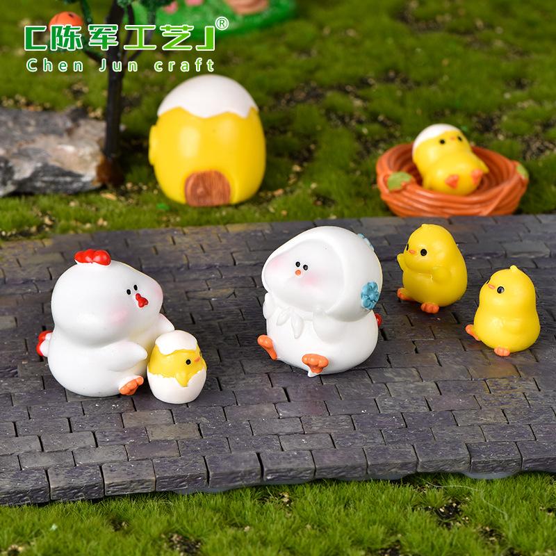 Phụ Kiện Tiểu Cảnh Gia đình gà tiểu cảnh DIY gà mẹ gà bố và gà con (ZC-630)