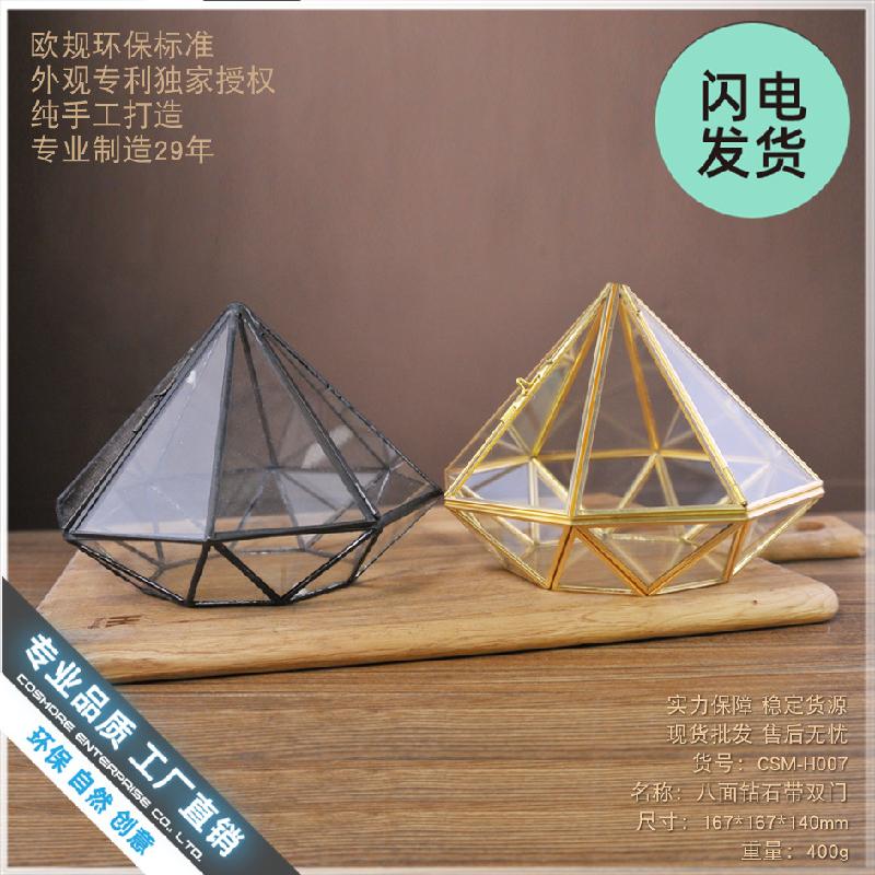 Chậu Đa Giác Bình thủy tinh ngôi sao may mắn, hộp hoa bất tử (DG-55)