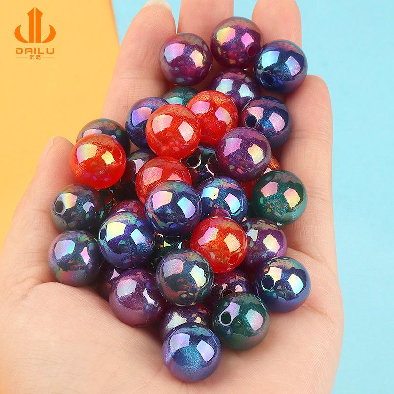 Charm LaBuBu 彩色直孔圆珠七彩镀ab散珠亚克力手链材料diy饰品半成品手工配件