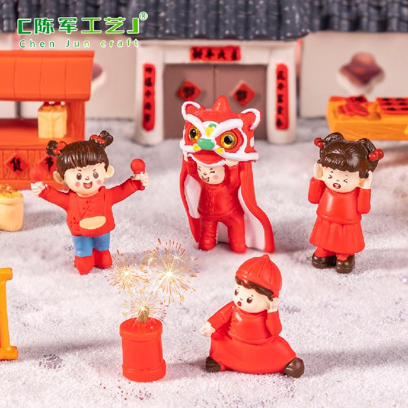 Phụ Kiện Tiểu Cảnh Tiểu cảnh Tết: pháo, câu đối, nhà búp bê DIY, phụ kiện bàn tiểu cảnh mini (ZC-553)