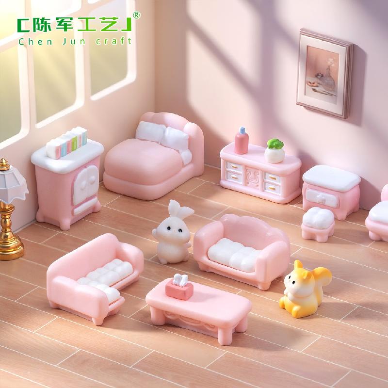 Phụ Kiện Tiểu Cảnh Tiểu cảnh sofa, tủ hồng DIY, phụ kiện tiểu cảnh mini nhà búp bê thu nhỏ đáng yêu (ZC-829)