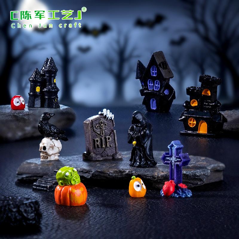 Phụ Kiện Tiểu Cảnh Tiểu cảnh lâu đài, bí ngô Halloween, DIY, phụ kiện bàn mini tiểu cảnh sáng tạo (ZC-152)