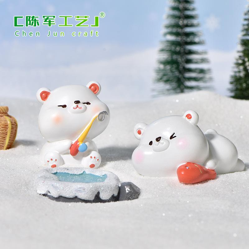 Phụ Kiện Tiểu Cảnh Tiểu cảnh gấu Bắc Cực câu cá trang trí cảnh tuyết DIY (ZC-859)