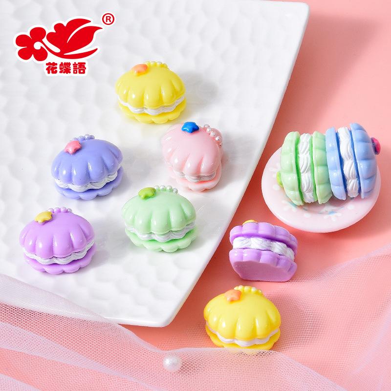 Phụ Kiện Nhỏ Xinh Bánh macaron vỏ sò resin, phụ kiện DIY, kem giả, kẹp tóc (NX-611)