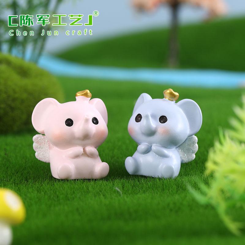 Phụ Kiện Tiểu Cảnh Tiểu cảnh voi xanh hồng mini trang trí chậu cây DIY (ZC-815)