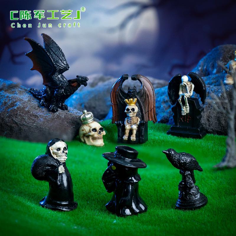 Phụ Kiện Tiểu Cảnh Tiểu cảnh hề xương Halloween, DIY, phụ kiện resin tiểu cảnh mini đáng yêu (ZC-572)