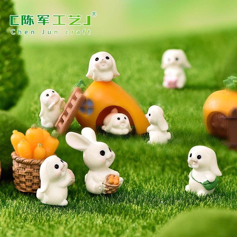 Phụ Kiện Tiểu Cảnh Tiểu cảnh thỏ trắng chăm chỉ trang trí chậu cây rêu (ZC-816)