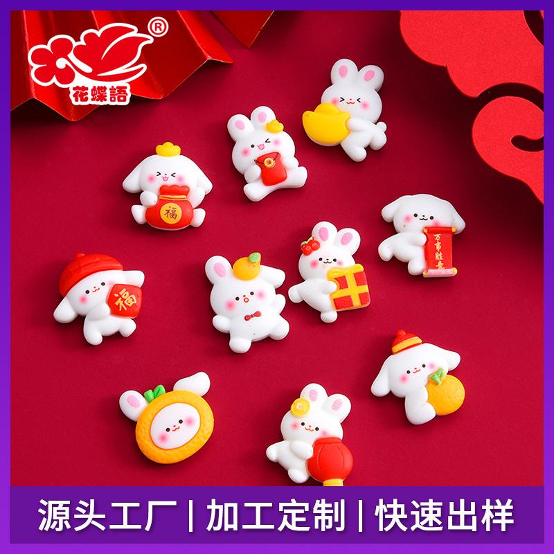 Phụ Kiện Nhỏ Xinh Thỏ túi Phúc Tết resin, phụ kiện DIY (NX-777)