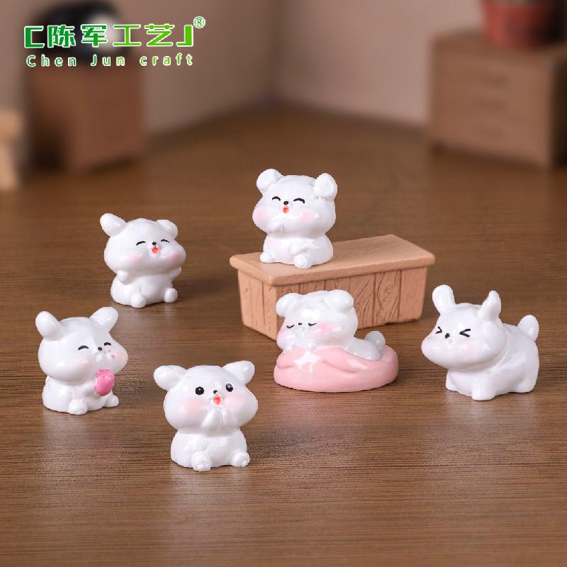 Phụ Kiện Tiểu Cảnh Tiểu cảnh cún trắng tròn DIY, phụ kiện tiểu cảnh mini xe bàn garden resin đáng yêu cute (ZC-1412)