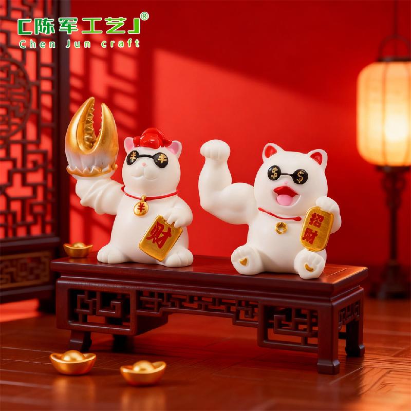 Phụ Kiện Tiểu Cảnh Tiểu cảnh mèo chiêu tài mini trang trí bàn và xe DIY (ZC-1217)